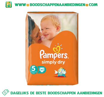 Pampers Simply dry luiers maat 5 (junior) 11-25 aanbieding - Aanbiedingen
